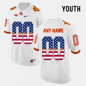 #00 Custom CLEM White Youth Jersey US Flag Fashion 691496-918