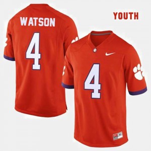 #4 Deshaun Watson Tigers Orange Youth Jersey College Football 542985-385
