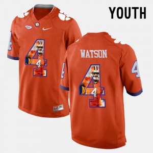 #4 DeShaun Watson Clemson Tigers Orange Youth Jersey Pictorial Fashion 444623-831