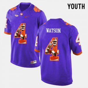 #4 DeShaun Watson Clemson Purple Youth Jersey Pictorial Fashion 592402-601
