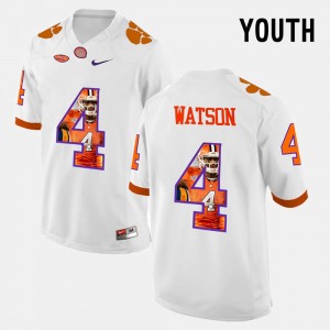 #4 DeShaun Watson CLEM White Youth Jersey Pictorial Fashion 708093-694