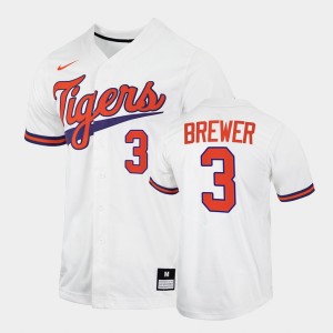 #3 Dylan Brewer Clemson University White Mens Jersey 2022 College Baseball 464393-746