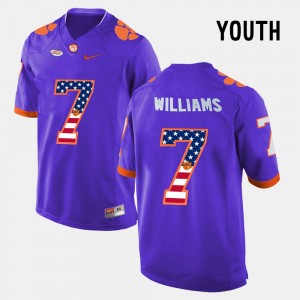#7 Mike Williams Clemson Tigers Purple Youth Jersey US Flag Fashion 858520-393