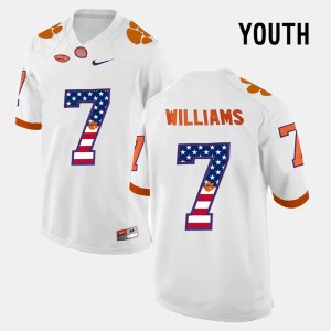 #7 Mike Williams Clemson Tigers White Youth Jersey US Flag Fashion 726808-667