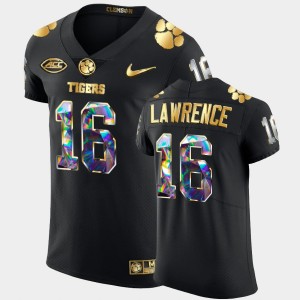 #16 Trevor Lawrence Clemson Tigers Black Men Jersey Golden Diamond Edition College Football 551823-740