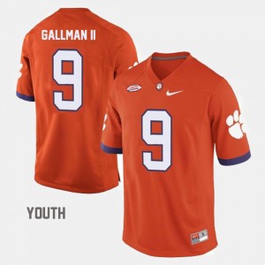 #9 Wayne Gallman II Clemson University Orange Youth Jersey College Football 333579-692