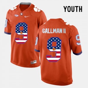 #9 Wayne Gallman II Tiger Town Orange Youth Jersey US Flag Fashion 170572-912