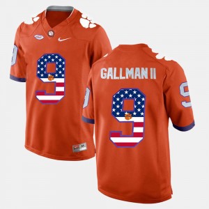#9 Wayne Gallman II Clemson Orange Mens Jersey US Flag Fashion 198610-239