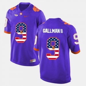 #9 Wayne Gallman II Tigers Purple Men Jersey US Flag Fashion 610611-213