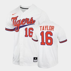 #16 Will Taylor Tigers White Men's Jersey 2022 College Baseball 704147-647
