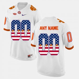 #00 Custom Clemson White Men's Jersey US Flag Fashion 875227-425