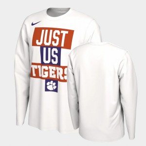 Clemson University White Men T-Shirt Long Sleeve Just Us Bench 692250-660
