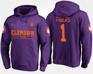#1 Tiger Town Purple Mens Hoodie No.1 Name and Number 376467-266