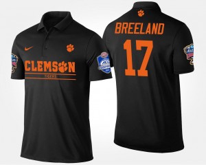 #17 Bashaud Breeland Clemson Black Mens Polo Atlantic Coast Conference Sugar Bowl Name and Number Bowl Game 670084-123