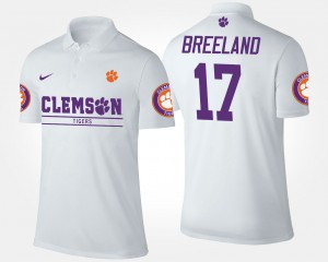 #17 Bashaud Breeland Clemson Tigers White Men Polo Name and Number 663314-411