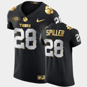 #28 C.J. Spiller Tigers Black Men Jersey 2020-21 Authentic Golden Edition 563590-657