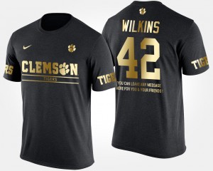 #42 Christian Wilkins Clemson Black Men T-Shirt Short Sleeve With Message Gold Limited 691324-366