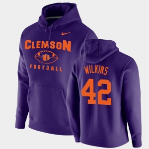 #42 Christian Wilkins Clemson Purple Men Hoodie Football Pullover Oopty Oop 309837-450