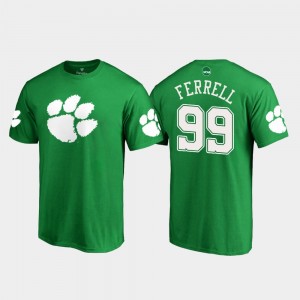 #99 Clelin Ferrell Tiger Town Kelly Green Mens T-Shirt White Logo St. Patrick's Day 966836-613