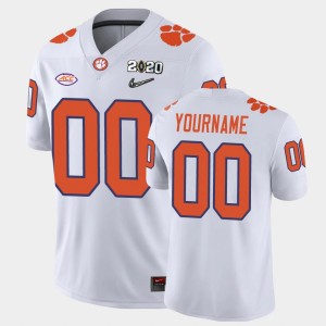 #00 Custom Clemson Tigers White Men's Jersey 2020 Playoff Game College Football 914409-427