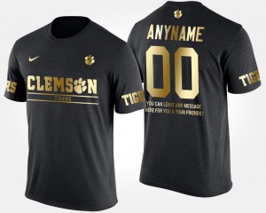 #00 Custom Tigers Black Mens T-Shirt Short Sleeve With Message Gold Limited 831667-446