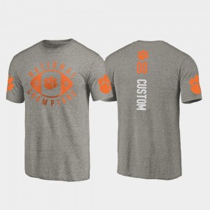 #00 Custom Clemson Tigers Gray Men's T-Shirt College Football Playoff 2018 National Champions 344310-557