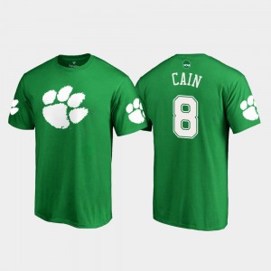 #8 Deon Cain Clemson Kelly Green Men's T-Shirt White Logo St. Patrick's Day 154992-456