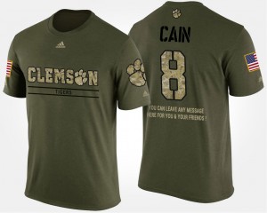 #8 Deon Cain Clemson Tigers Camo Mens T-Shirt Short Sleeve With Message Military 424410-717