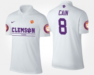 #8 Deon Cain Clemson University White Men's Polo Name and Number 189902-253