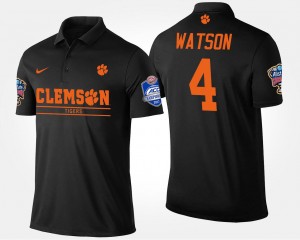 #4 Deshaun Watson CU Black Mens Polo Atlantic Coast Conference Sugar Bowl Name and Number Bowl Game 874845-528