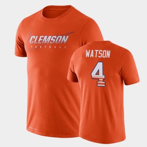 #4 Deshaun Watson Tiger Town Orange Men T-Shirt Facility Performance 157974-303