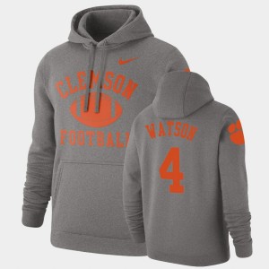 #4 Deshaun Watson Tiger Town Heathered Gray Men's Hoodie Pullover Retro Football 291168-511