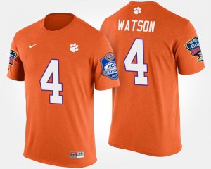 #4 Deshaun Watson CLEM Orange Mens T-Shirt Atlantic Coast Conference Sugar Bowl Bowl Game 427183-981