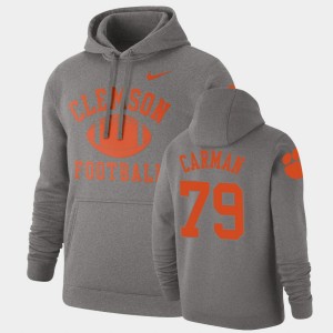 #79 Jackson Carman CLEM Heathered Gray Men Hoodie Pullover Retro Football 511474-363