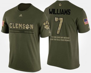 #7 Mike Williams Clemson University Camo Men's T-Shirt Short Sleeve With Message Military 174123-195
