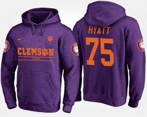 #75 Mitch Hyatt Clemson Tigers Purple Men Hoodie Name and Number 283447-235