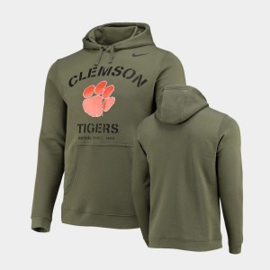 Clemson Tigers Olive Mens Hoodie Club Fleece Stencil Arch 667780-526