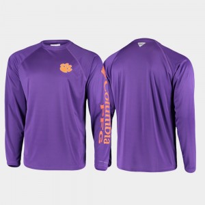 Clemson Tigers Purple Men's T-Shirt PFG Terminal Tackle Long Sleeve Omni-Shade 916856-521