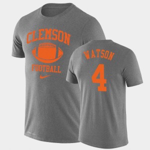 #4 Deshaun Watson Clemson Heathered Gray Mens T-Shirt Lockup Legend Performance Retro Football 633690-807