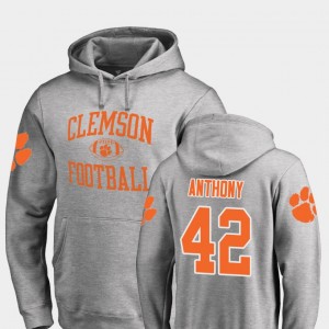 #42 Stephone Anthony Clemson University Ash Men Hoodie College Football Neutral Zone 896933-925