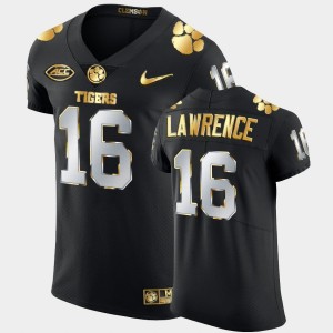 #16 Trevor Lawrence Clemson Black Men Jersey 2020-21 Authentic Golden Edition 715817-680