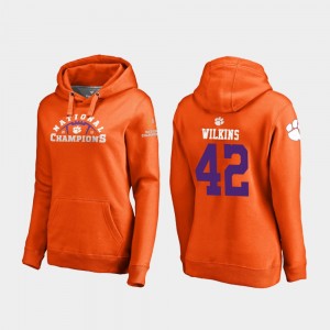 #42 Christian Wilkins Tigers Orange Women Hoodie College Football Playoff Pylon 2018 National Champions 275987-938