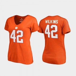 #42 Christian Wilkins Tiger Town Orange Women's T-Shirt V-Neck Name & Number College Legends 495494-142