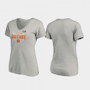 CLEM Heather Gray Women's T-Shirt Post V-Neck 2020 National Championship Bound 189553-153