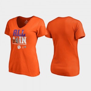 Clemson Orange Women T-Shirt Endaround V-Neck College Football Playoff 2018 Cotton Bowl Champions 462840-392