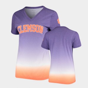 Clemson University Purple Women's T-Shirt V-Neck Ombre 192483-340