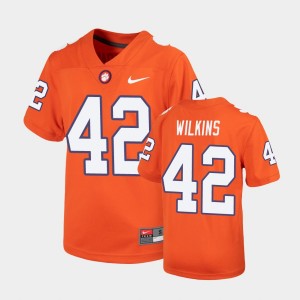 #42 Christian Wilkins Clemson University Orange Youth Jersey Replica Untouchable 955886-410