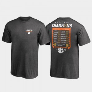 Clemson Heather Gray Youth T-Shirt Hardcount Schedule College Football Playoff 2018 National Champions 998701-623
